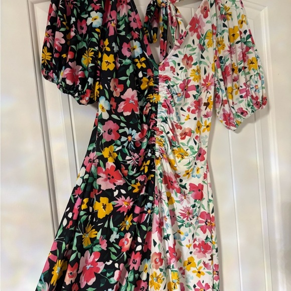 ASOS Floral Asymmetrical Dress in Black and White - Picture 2 of 7
